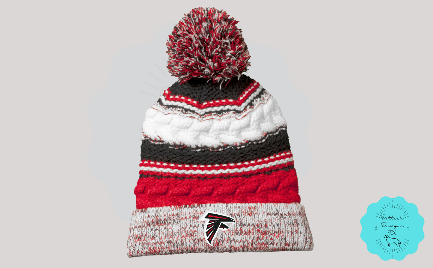 Falcons Embroidered Pom Beanie