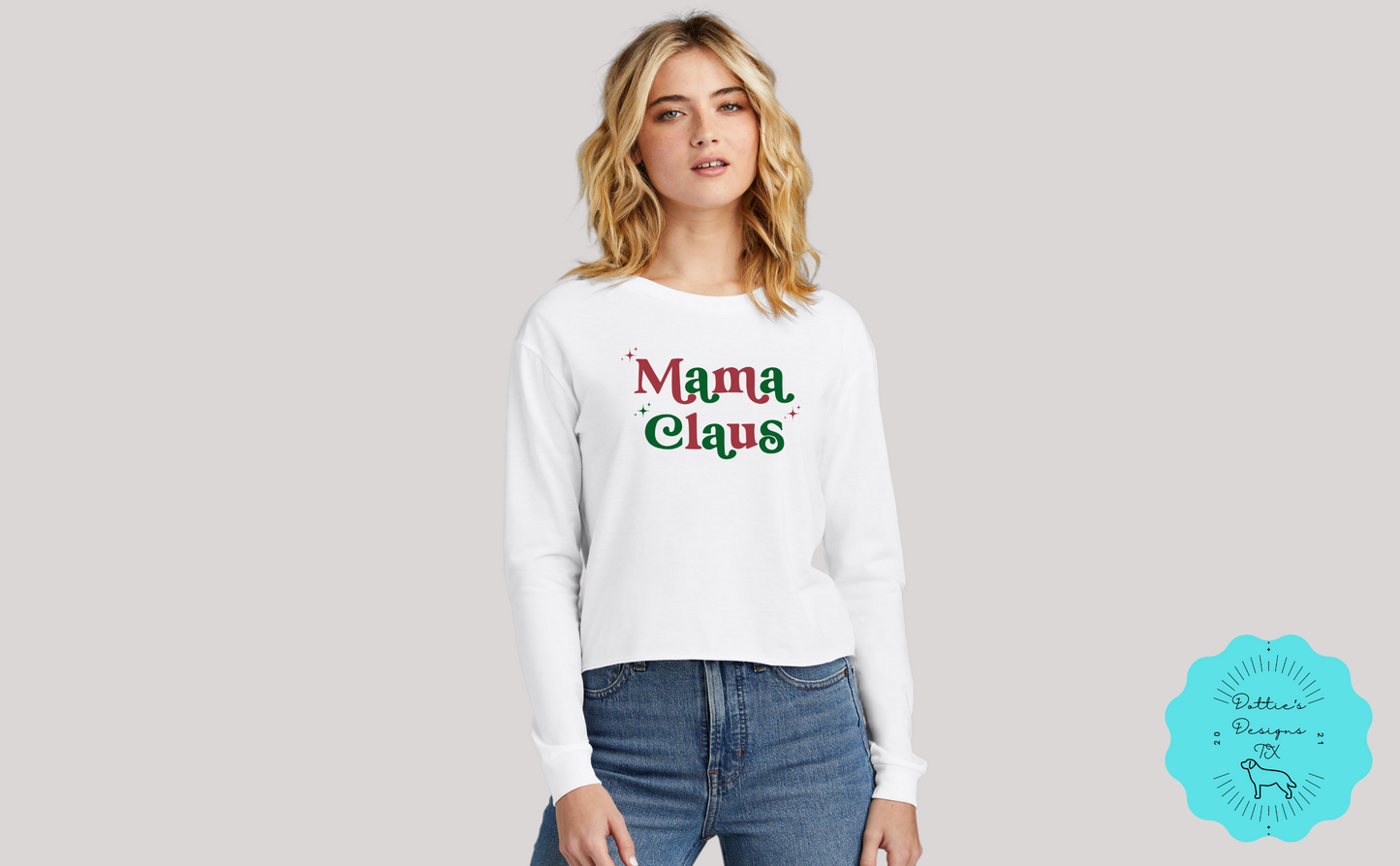 Mama Claus Tri Blend Midi Length Long Sleeved T-Shirt